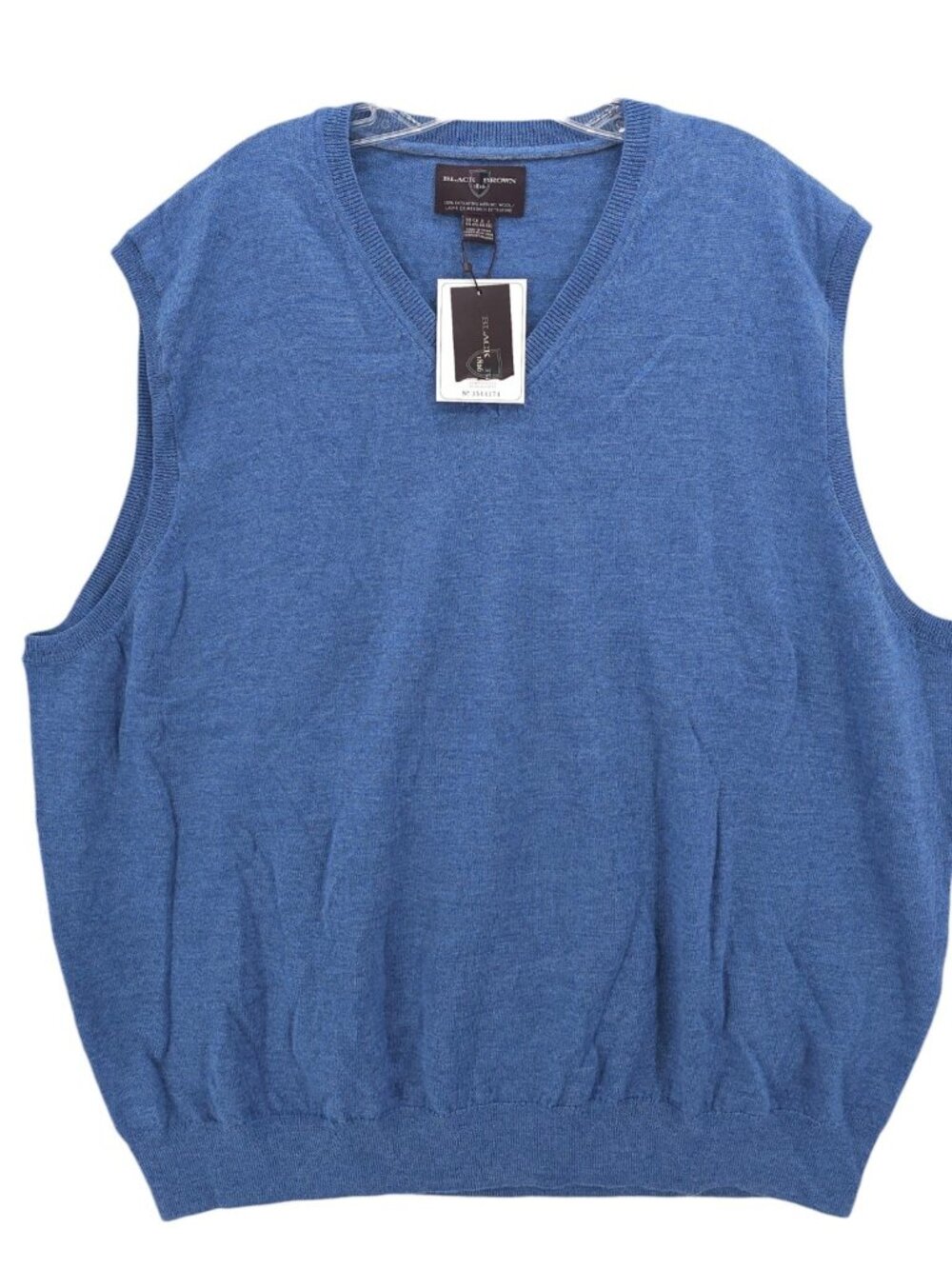 NWT BLACK BROWN 1826 100% Merino Extrafine Wool Baruffa Sweater Vest Blue 4XL